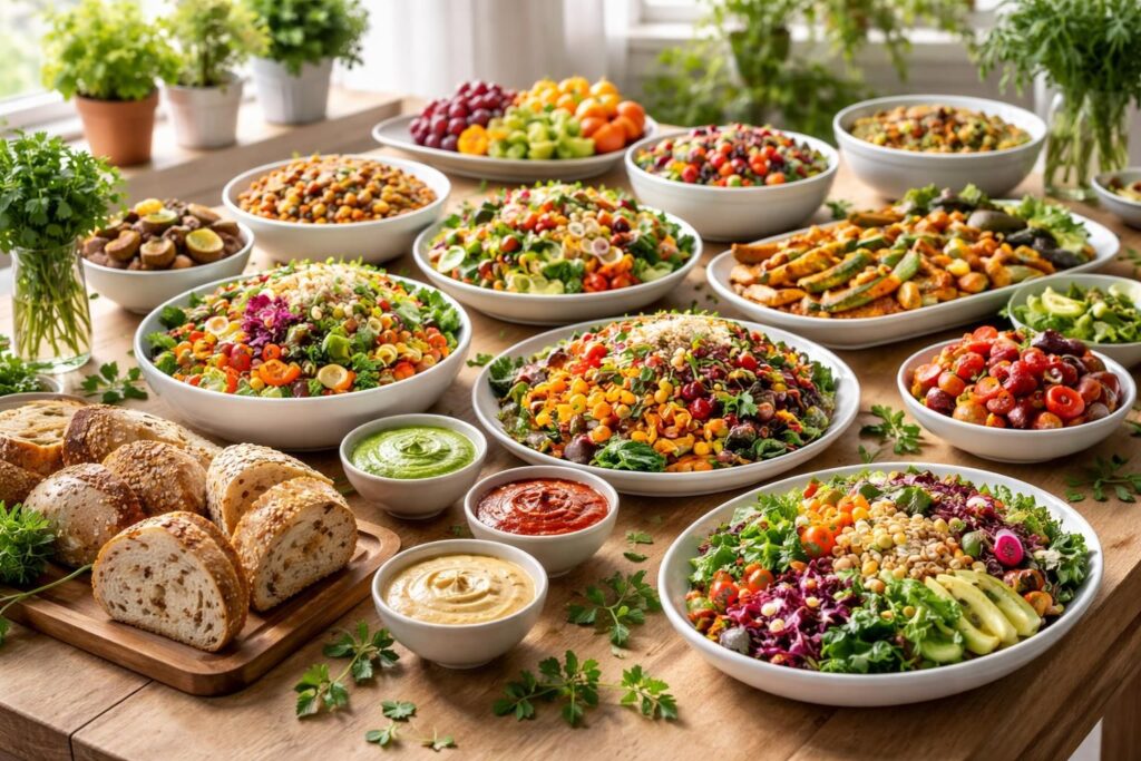découvrez comment composer un buffet vegan savoureux et équilibré, adapté à tous les goûts, avec des recettes simples et nutritives pour régaler vos invités.