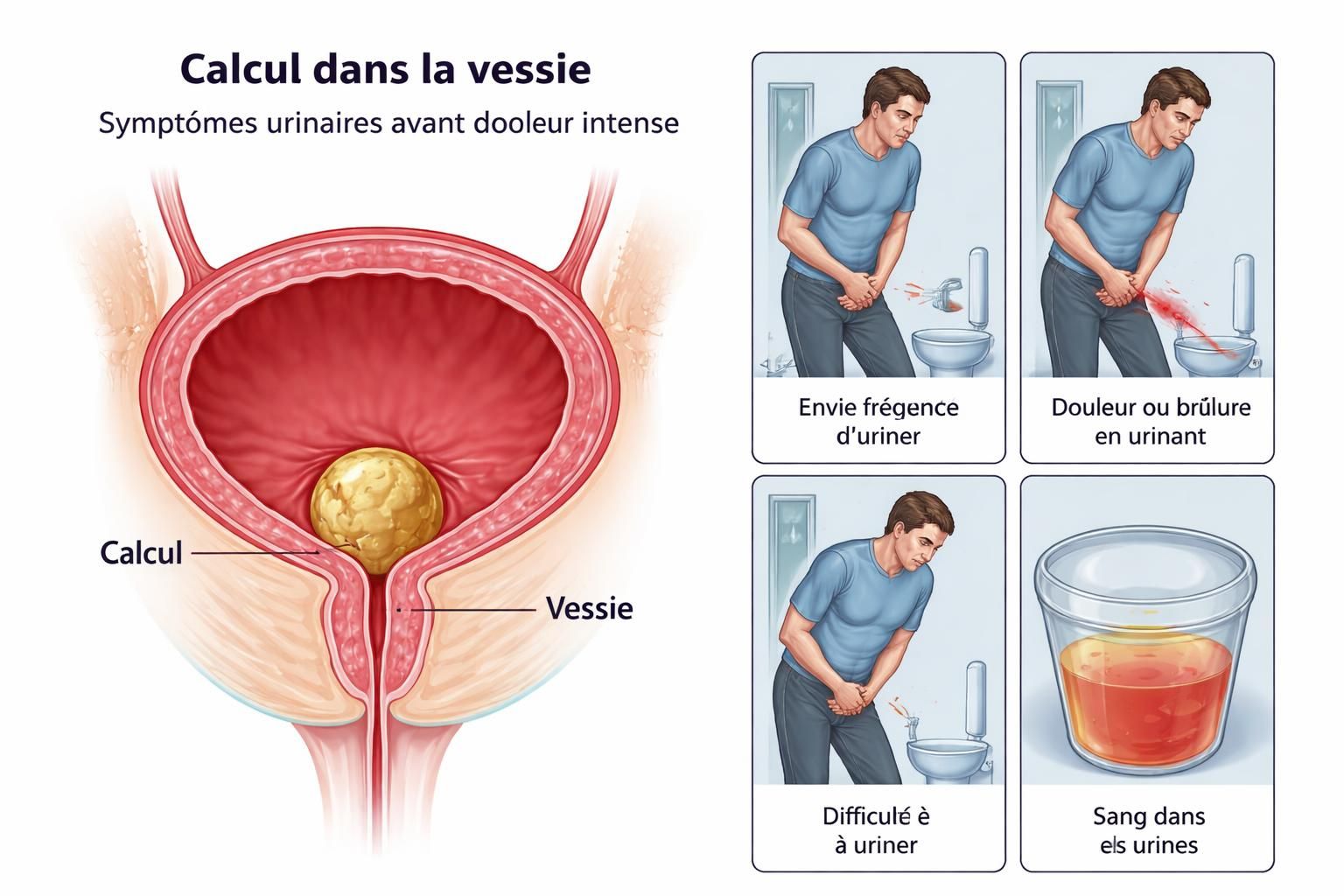 découvrez les symptômes précoces des calculs dans la vessie pour agir avant l'apparition de douleurs intenses et assurer un traitement rapide.