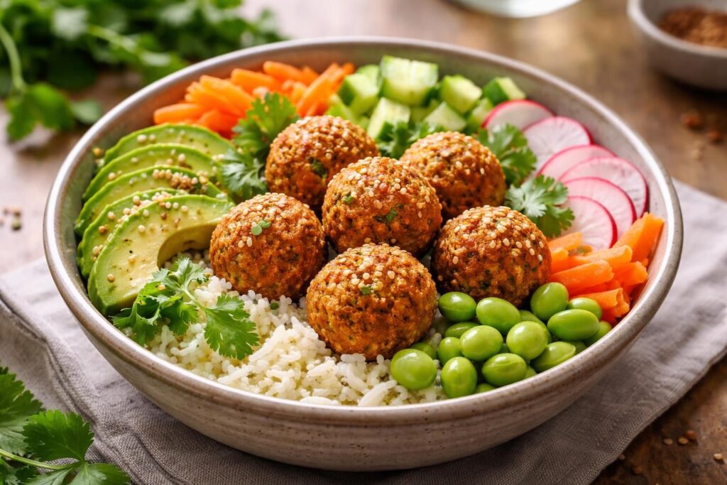 découvrez notre poke bowl falafel, une alliance gourmande qui séduit les amateurs de saveurs végétariennes avec des ingrédients frais et savoureux.