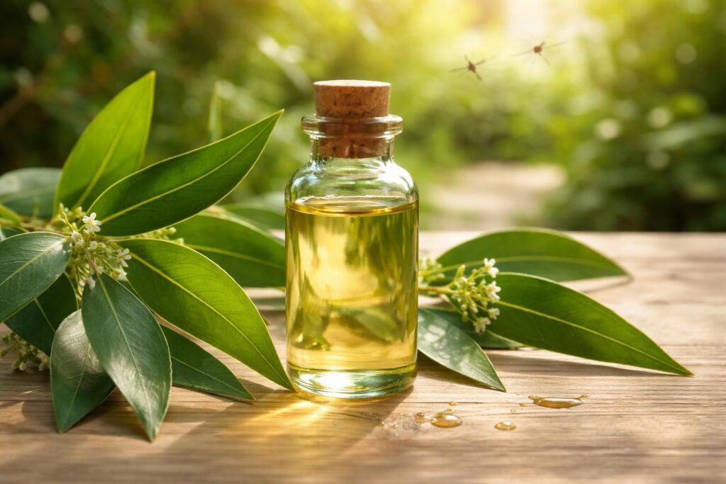 découvrez l'huile essentielle d’eucalyptus citronné, un répulsif naturel efficace contre les moustiques, sans risque pour votre santé et votre environnement.