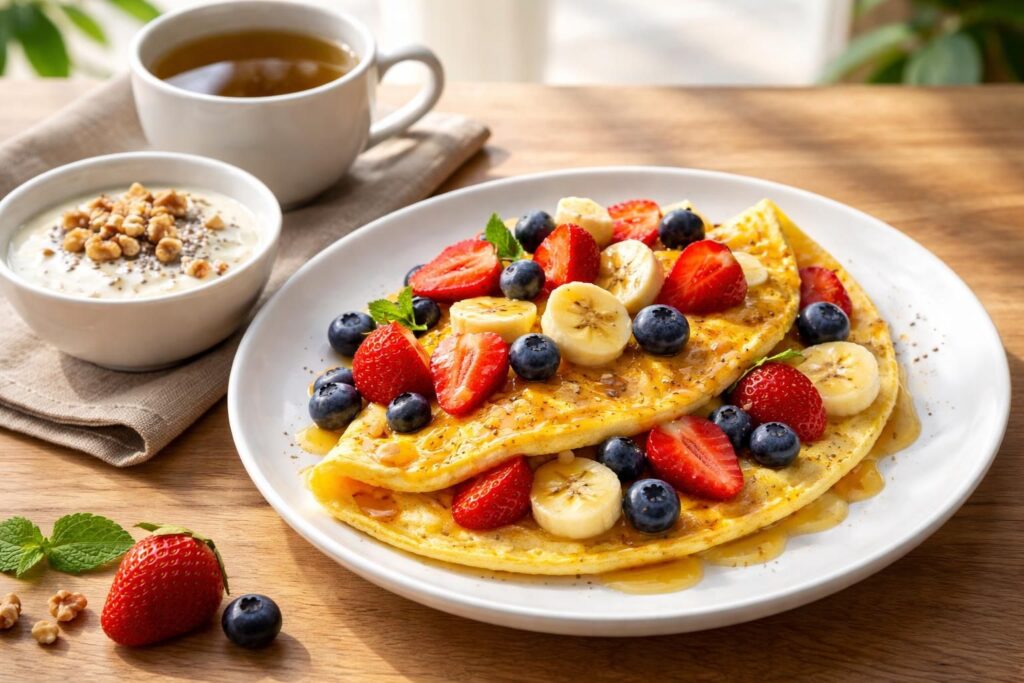 découvrez l'omelette sucrée healthy, l'astuce gourmande pour un petit-déjeuner équilibré, rapide et délicieux. boostez votre énergie dès le matin avec cette recette simple et saine.