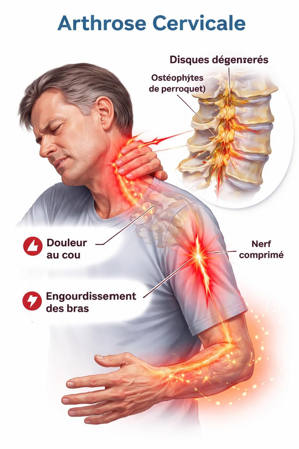 découvrez comment identifier les premiers symptômes de l'arthrose cervicale pour agir rapidement et mieux gérer cette affection douloureuse du cou.
