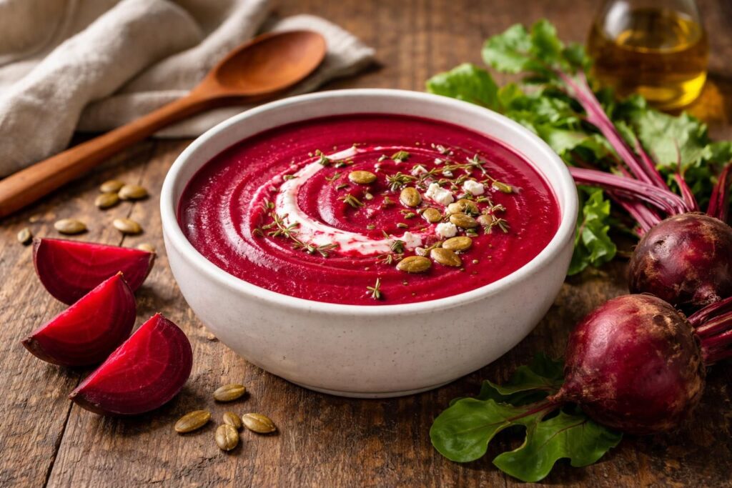 découvrez notre recette gourmande de velouté de betteraves rouges, idéale pour booster votre vitalité avec une délicieuse touche saine et nutritionnelle.