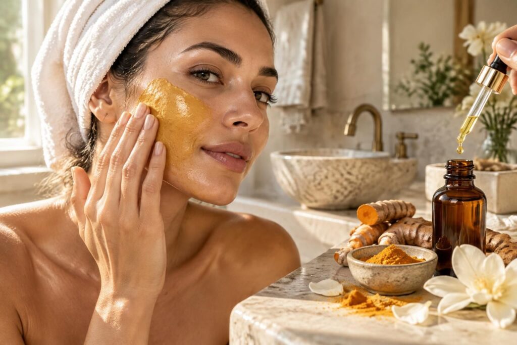 découvrez les bienfaits du curcuma pour le visage et les propriétés nourrissantes de son huile précieuse pour prendre soin de votre peau.
